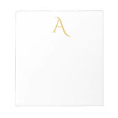 Gouden Kleur Monogram Initiaal Professioneel Wit Notitieblok (Voorkant)