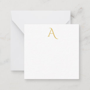 Gouden kleur monogram initiaal professioneel wit notitiekaartje
