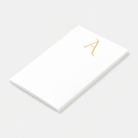 Gouden Kleur Monogram Initiaal Professioneel Wit Post-it® Notes (Schuin)