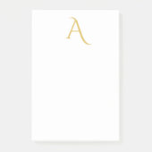 Gouden Kleur Monogram Initiaal Professioneel Wit Post-it® Notes (Voorkant)