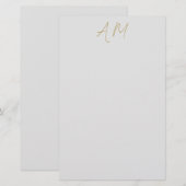 Gouden kleur Monogram Initialen Kalligrafie Pro Briefpapier (Voorkant / Achterkant)