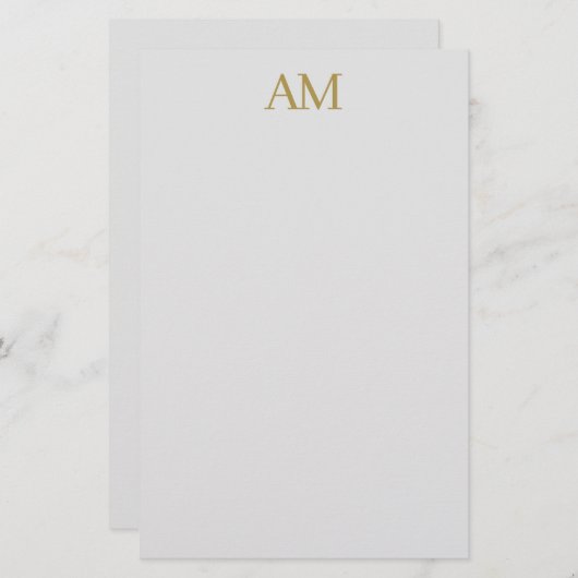 Gouden kleur Monogram Initialen Kalligrafie Pro Briefpapier (Voorkant / Achterkant)