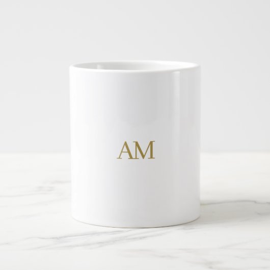Gouden kleur Monogram Initialen Kalligrafie Pro Grote Koffiekop (Voorkant)