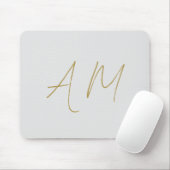 Gouden kleur Monogram Initialen Kalligrafie Pro Muismat (Met muis)