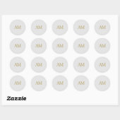 Gouden kleur Monogram Initialen Kalligrafie Pro Ronde Sticker (Vel)