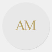 Gouden kleur Monogram Initialen Kalligrafie Pro Ronde Sticker (Voorkant)