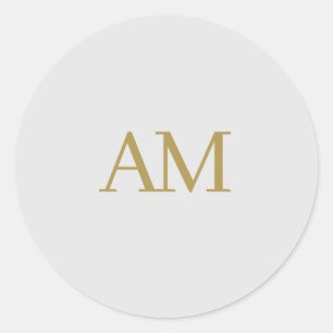Gouden kleur Monogram Initialen Kalligrafie Pro Ronde Sticker