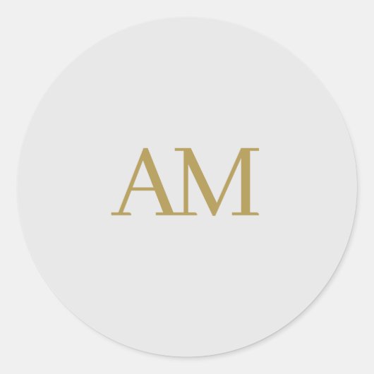Gouden kleur Monogram Initialen Kalligrafie Pro Ronde Sticker (Voorkant)