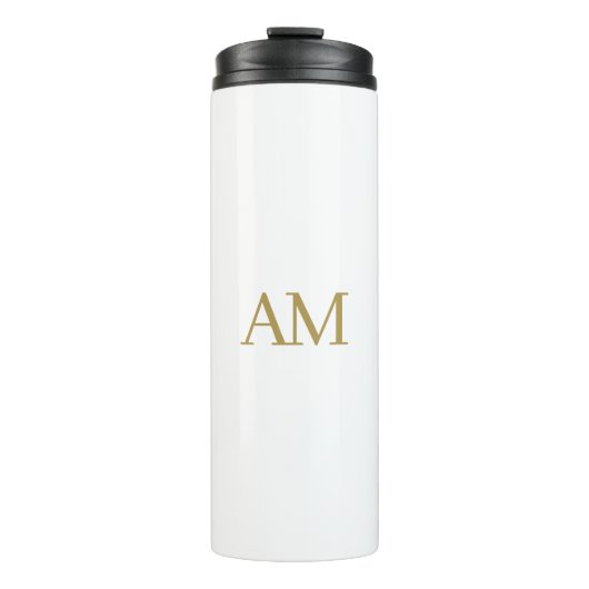 Gouden kleur Monogram Initialen Kalligrafie Pro Thermosbeker (Voorkant)