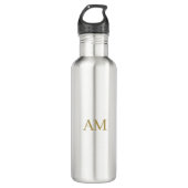 Gouden kleur Monogram Initialen Kalligrafie Pro Waterfles (Voorkant)