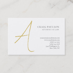 Gouden Kleur Monogram Jurist Advocaat Minimalistis Visitekaartje