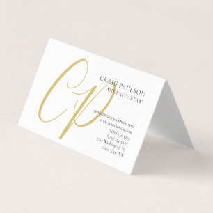 Gouden Kleur Monogram Jurist Advocaat Minimalistis Visitekaartje