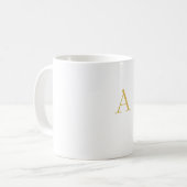 Gouden Kleur Monogram Professioneel Aangepast Koffiemok (Voorkant links)