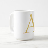 Gouden Kleur Monogram Professioneel Aangepast Koffiemok (Voorkant links)