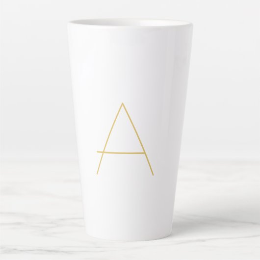 Gouden Kleur Monogram Professioneel Aangepast Latte Mok (Voorkant)