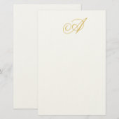 Gouden Kleur Monogram Professioneel Klassiek Initi Briefpapier (Voorkant / Achterkant)