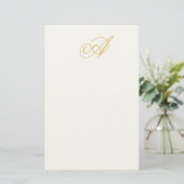 Gouden Kleur Monogram Professioneel Klassiek Initi Briefpapier (Staand voorkant)