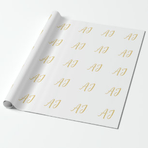 Gouden Kleur Monogram Professioneel Klassiek Initi Cadeaupapier