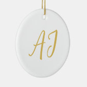 Gouden Kleur Monogram Professioneel Klassiek Initi Keramisch Ornament (Rechts)