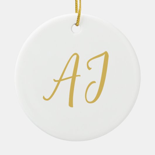 Gouden Kleur Monogram Professioneel Klassiek Initi Keramisch Ornament (Voorkant)
