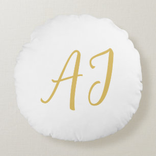 Gouden Kleur Monogram Professioneel Klassiek Initi Rond Kussen