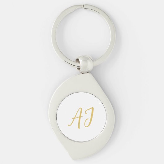 Gouden Kleur Monogram Professioneel Klassiek Initi Sleutelhanger (Voorkant)