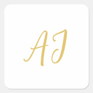 Gouden Kleur Monogram Professioneel Klassiek Initi Vierkante Sticker