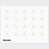 Gouden Kleur Monogram Professioneel Op Maat Ronde Sticker (Vel)