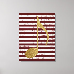 gouden kleur Muzikale Note met strepen Canvas Afdruk