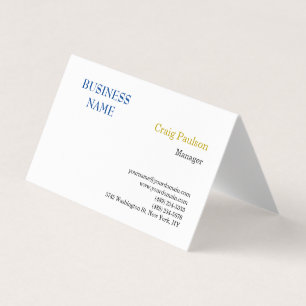 Gouden Kleur Naam Blauw Wit Minimalistisch Modern Visitekaartje
