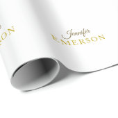 Gouden kleur naam professioneel minimalistisch mod cadeaupapier (Rol Hoek)