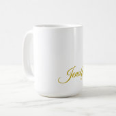 Gouden kleur naam professioneel minimalistisch mod koffiemok (Voorkant links)