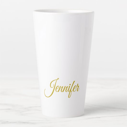 Gouden kleur naam professioneel minimalistisch mod latte mok (Voorkant)