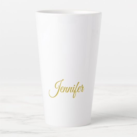 Gouden kleur naam professioneel minimalistisch mod latte mok (Voorkant)