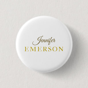 Gouden kleur naam professioneel minimalistisch mod ronde button 3,2 cm