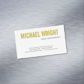 Gouden Kleur Naam Zwart Wit Modern Plain Simple Magnetisch Visitekaartje (Voorbeeld)