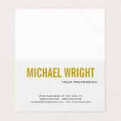 Gouden Kleur Naam Zwart Wit Modern Plain Simple Visitekaartje (Buitenkant ongevouwen)