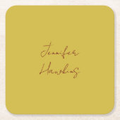 Gouden kleur professioneel gewoon handschrift kartonnen onderzetters (Voorkant)