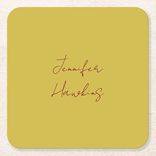 Gouden kleur professioneel gewoon handschrift kartonnen onderzetters (Voorkant)