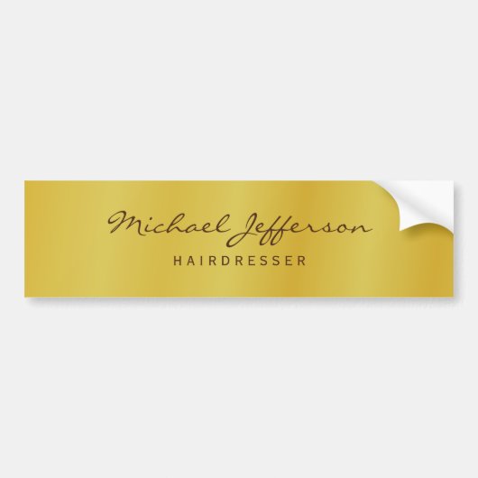 Gouden Kleur Professionele Handgeschreven Script Bumpersticker (Voorkant)