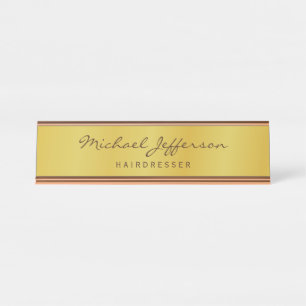 Gouden Kleur Professionele Handgeschreven Script Bureau Naambordje