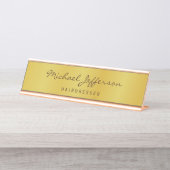 Gouden Kleur Professionele Handgeschreven Script Bureau Naambordje (Voorkant)