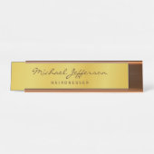 Gouden Kleur Professionele Handgeschreven Script Bureau Naambordje (Voorkant)