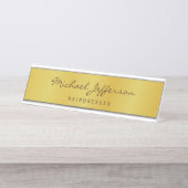 Gouden Kleur Professionele Handgeschreven Script Bureau Naambordje (Voorkant)