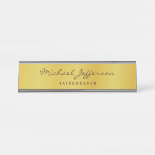 Gouden Kleur Professionele Handgeschreven Script Bureau Naambordje