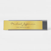 Gouden Kleur Professionele Handgeschreven Script Bureau Naambordje (Voorkant)