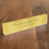 Gouden Kleur Professionele Handgeschreven Script Naambordje (Zijkant)
