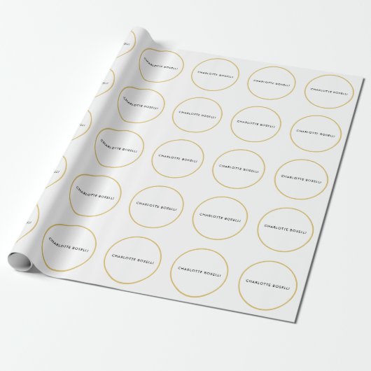Gouden Kleur Randen Witte Minimalistische Professi Cadeaupapier (Uitgerold)