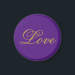 Gouden Kleur Script Liefde Paarse Bruiloft Kalligr Magneet<br><div class="desc">U kunt de doopvonten en de kleuren gemakkelijk veranderen. U kunt uw logo en achtergrondafbeelding ook toevoegen zoals u wilt.</div>