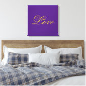 Gouden Kleur Script Liefde Paarse Calligrafie Canvas Afdruk (Insitu (Slaapkamer))